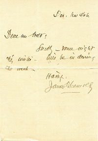 (1868-1957) Handschriftlicher Kurzbrief mit Originalsignatur von James Brendan Connolly (USA) vom 4.12.1906. James B. Connolly ist der erste Goldmedaillengewinner der Olympischen Spiele der Neuzeit. Er gewann bei den Olympischen Spiele 1896 Gold im Dreispr