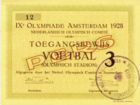 IXe Olympiade Amsterdam 1928. Voetbal. Olympisch Stadion. Toegangsbewijs. No. 12 Dauerkarte fr das Olympische Fuballturnier. 12,5x9,5 cm.