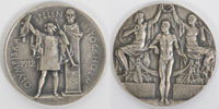 Siegermedaille Olympiska Spelen i Stockholm 1912 in Silber (18,11 Gramm) fr einen 2. Platz bei den Olympischen Spielen 1912 in Stockholm. 3,3 cm. (LIMIT - Mindestgebot 5.500.- ).