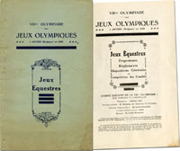 VIIme Olympiade. Jeux Olympiques  Anvers en 1920. Jeux Equestres Programme Reglements Disositions Gnrales.