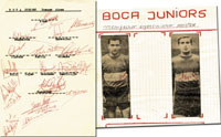 Blancobeleg und zwei S/W-Magazinbilder mit 16 Originalsignaturen von Boca Juniors ca. 1960er Jahre, 21x14,5 + 20,5x19 cm.<br>-- Schtzpreis: 140,00  --