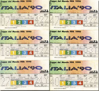 World Cup 1990. 6 various German match Tickets<br>-- Estimatin: 125,00  --