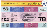 Copa Mundial - FIFA - Espana 82. Halbfinale Polen - Italien (0:2). 8.7.1982 in Barcelona. 15x9cm.<br>-- Schtzpreis: 50,00  --