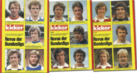 Kicker - Revue der Bundesliga. Unsere Serie mit den Farbportrts aller Spieler der Fuball-Bundesliga. 3 Serien komplett (1-76 + 1-56 + 1-72) ber 1050 Spielerportrts ca. 1978.<br>-- Schtzpreis: 200,00  --