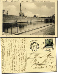 s/w-Postkarte "Deutschen Stadion. Berlin " Offizielle Stadion Postkarte. Gelaufen (13.6.1914). 14x9 cm.<br>-- Schtzpreis: 60,00  --