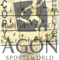 9 Sammelkarten des Kaufhauses Galeries Lafaette in Paris zu den Olympischen Spielen 1924 in Paris "Le Jeux Olympiques" No.2-10, Desgin: Marcel Arnac (1886-1931), Lithografien auf Karton, je 27x21.