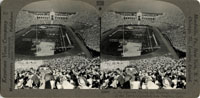 Original Stereobild von "Keystone View Company" von den Olympischen Spielen Los Angeles 1932. no. 1058 "Opening ceremony", Karton, 17,8x9 cm.