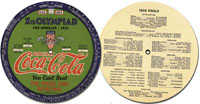 Drehscheibe "Xth Olympiad Los Angeles 1932" mit Coca-Cola Werbung. Karton, 14 cm.<br>-- Schtzpreis: 100,00  --