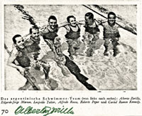 (1906-1986) Originalsignatur von Alberto Zorilla (ARG) Schwimm-Olympiasieger 1928 Amsterdam. Bildfotokopie, 12,5x10 cm.