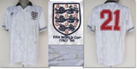 World Cup 1990 match worn football shirt England<br>-- Stima di prezzo: 1500,00  --