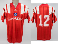 Original match worn Spielertrikot vom  Hamburger SV mit der Rckennummer 12. Getragen von Stefan Schnoor in einem Spiel der Fuball Bundesliga in der Saison 1992/1993. Status:ABB.