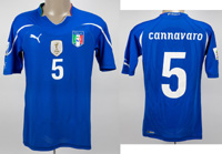 Original match worn Spielertrikot von Italien mit der Rckennummer 5. Getragen von Fabio Cannavaro in einem Spiel der Fuball Weltmeisterschaft 2010 in Sdafrika. Status:ABC.