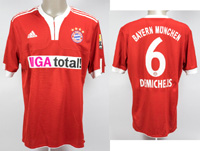 Original match worn Spielertrikot vom FC Bayern Mnchen mit der Rckennummer 6. Getragen von Martin Demichelis in einem Spiel der Fuball Bundesliga in der Saison 2009/2010. Demichelis ist Vize-Weltmeister 2014. Dieses Trikot mit 'Liga total!' wurde nur ei