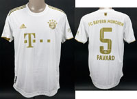 Original match worn Spielertrikot vom FC Bayern Mnchen mit der Rckennummer 21. Getragen von Benjamin Pavard am 19.03.2023 im Spiel der Fuball Bundesliga gegen Bayer 04 Leverkusen. Leverkusen - Bayern 2:1. Status:AAC.