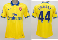 Original match worn Spielertrikot von Arsenal London mit der Rckennummer 44. Getragen von Serge Gnabry in einem Spiel der Premier League in der Saison 2013/2014. Status:AAB.