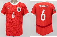 Original match worn Spielertrikot von sterreich mit der Rckennummer 6. Getragen von Nicolas Seiwald am 06.09.2024 im Gruppenspiel der UEFA Nations League gegen Slowenien. Slowenien - sterreich 1:1. Status:AAB.