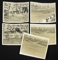 5 S/W-Pressefotos der Olympischen Spiele 1932 in Los Angeles.Offizielle Fotos mit Szenen vom Rudern und Wasserball. 23x18cm.